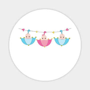 Triplets baby hanging umbrella baby shower Magnet